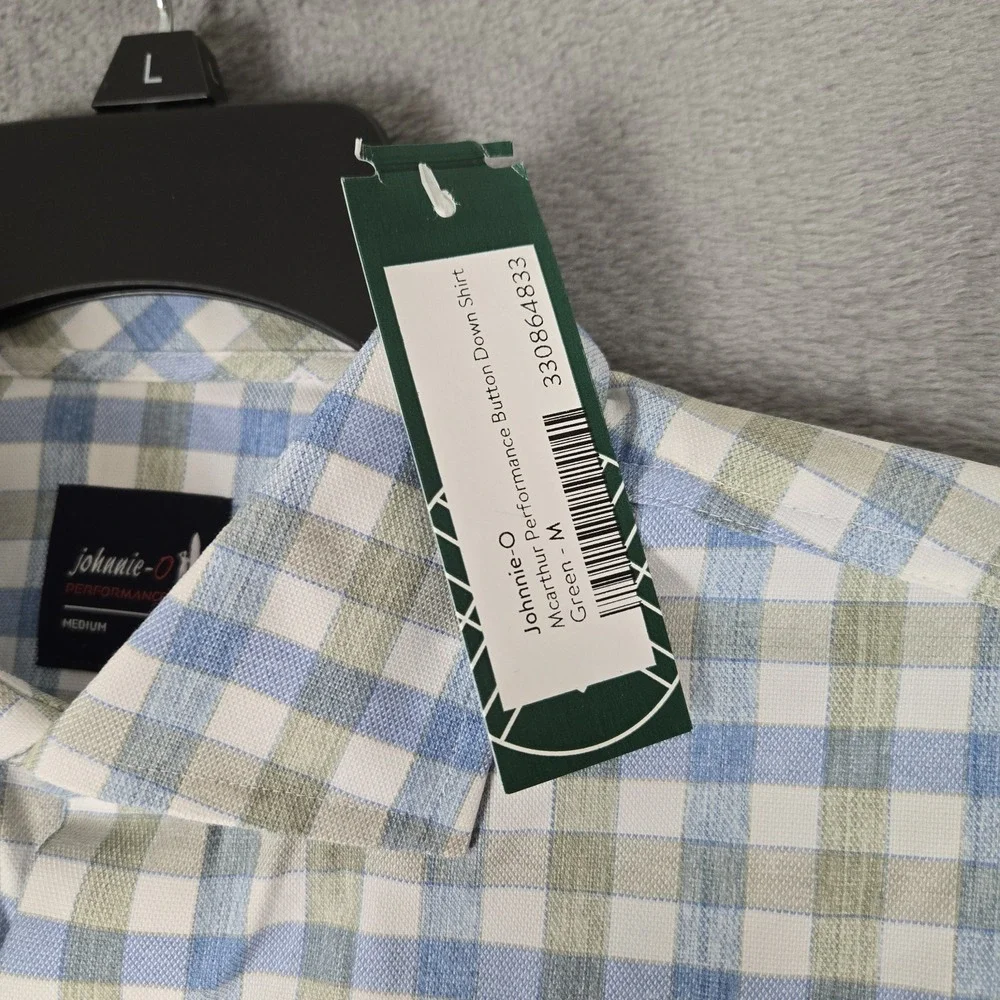 Johnnie-O Shirt Mens Medium Button Up McArthur Sequoia Plaid Stretch Performance